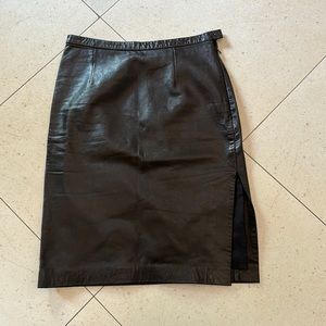 Charles Chang Lima black leather skirt